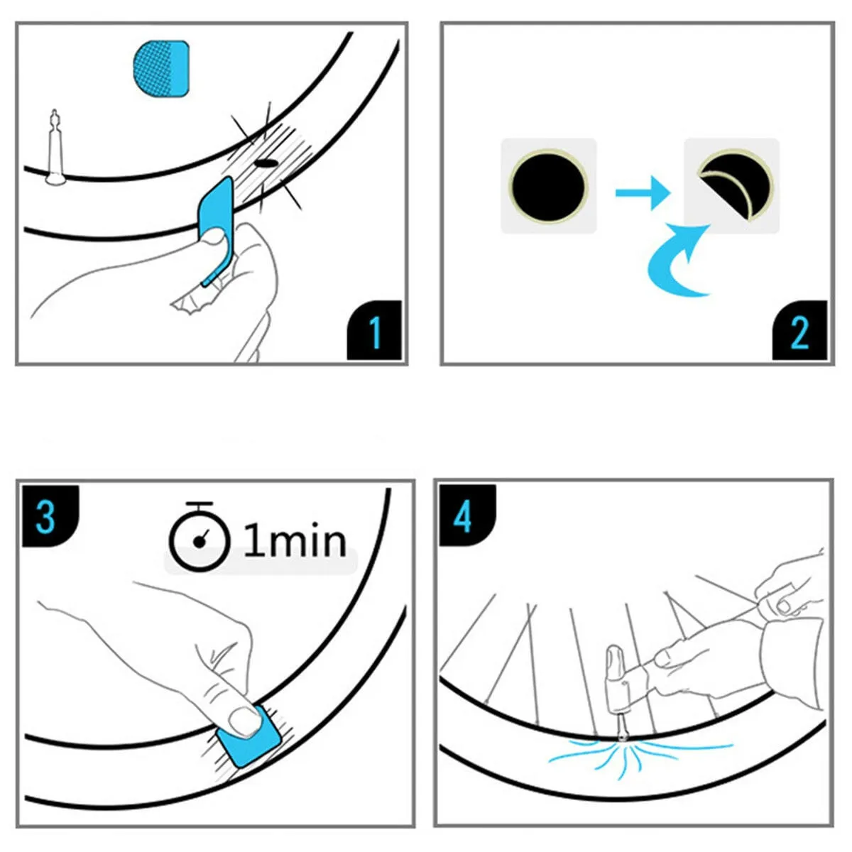 6/8/10 Pcs Bike Tire Patch Repair Tool Tyre Protection No-glue Adhesive Quick Drying Fast Tyre Tube Glueless Patch Bicycle Fix