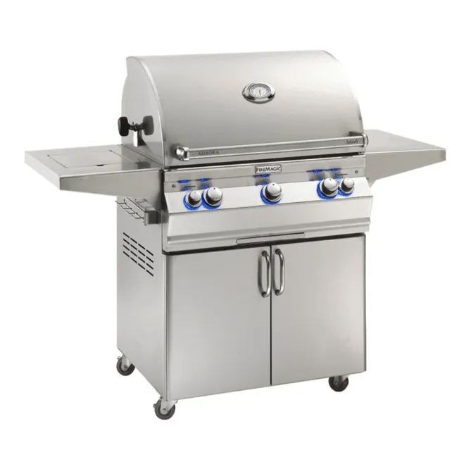 Fire Magic Aurora A660s 30-Inch Natural Gas Freestanding Grill w/ Flush Mounted Single Side Burner, Backburner, Rotisserie Kit and Analog Thermometer - A660S-8EAN-62