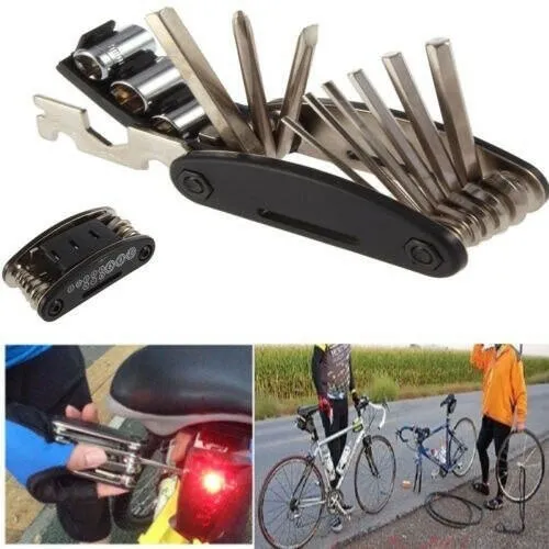 Portable Bike Cycling Repair Tool Set Kits 16 In 1 Multi-function Steel