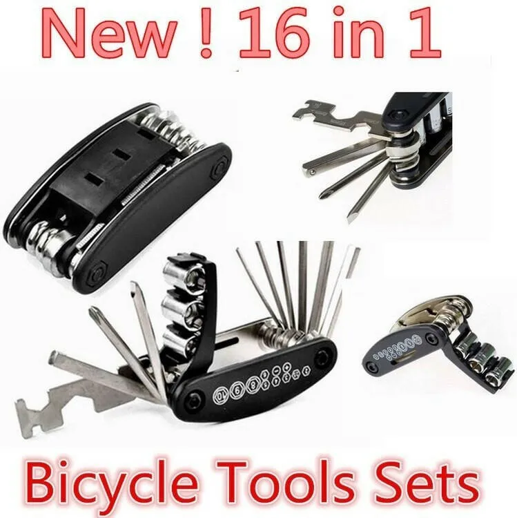 Portable Bike Cycling Repair Tool Set Kits 16 In 1 Multi-function Steel