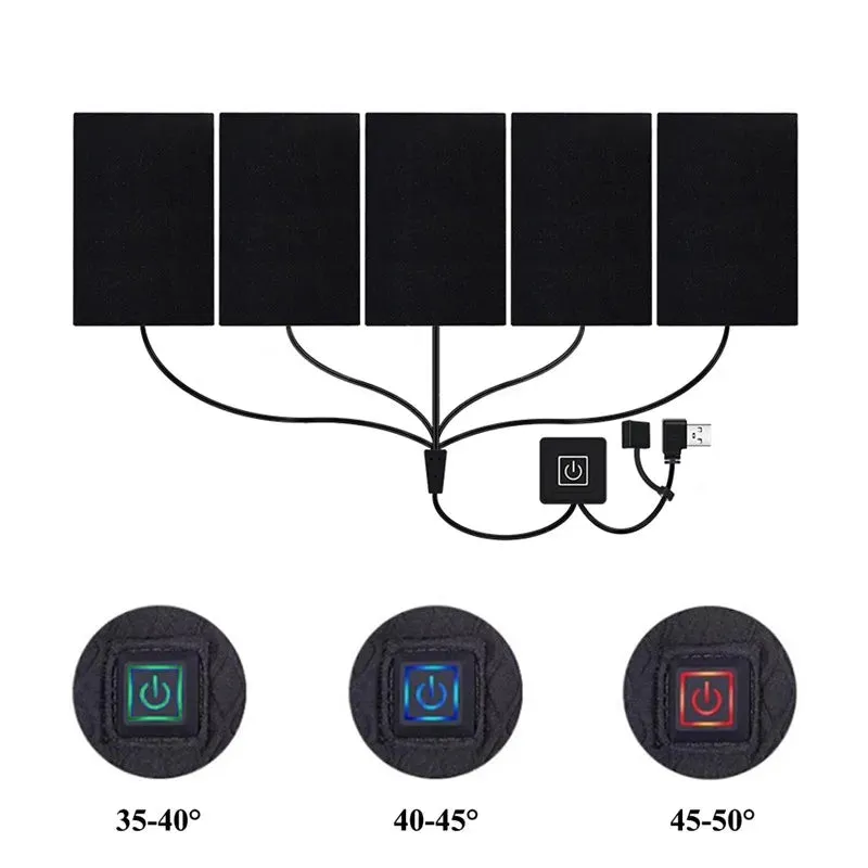 USB Charging Heated Pad for Jackets & Vests - Winter Warming Ski Clothing Mat