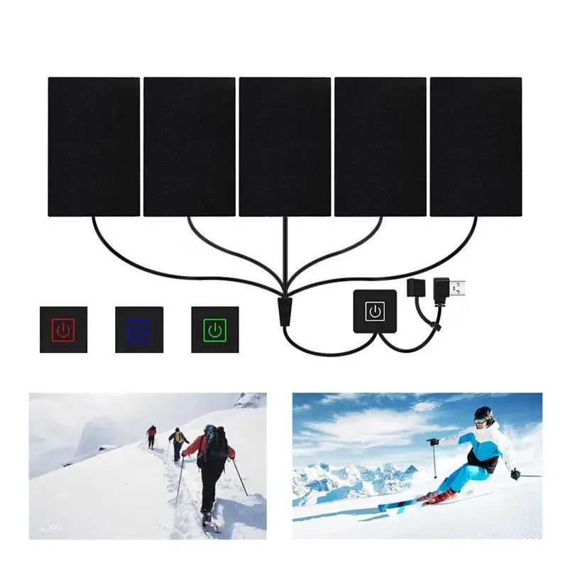 USB Charging Heated Pad for Jackets & Vests - Winter Warming Ski Clothing Mat